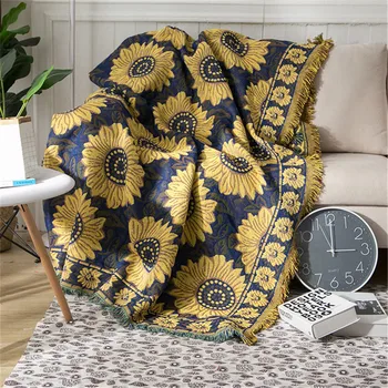 

Sunflower Printed Knit Throw Blanket Sofa Decorative Slipcover Cobertor On Sofa/bed/plane Travel Plaid Stitching Blankets Cotton