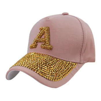 

Spring And Summer New Korean Fashion Crystal Casquette Letter A Diamond Baseball Caps Street Outdoor Sunshade Hat For Women Men