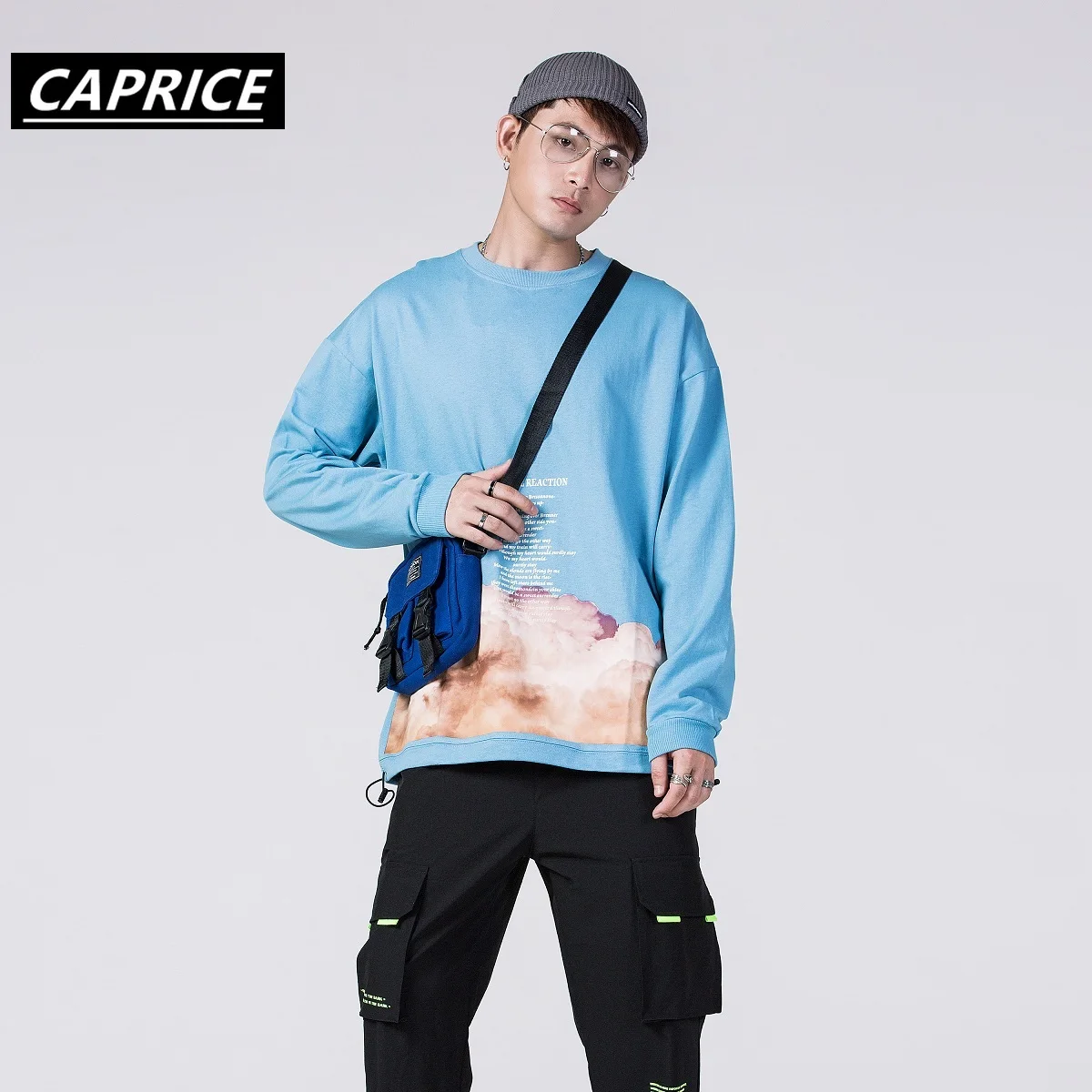 CAPRICE толстовки с печатными надписями мужские Осень Harajuku Повседневный хлопковый пуловер Мода хип хоп Уличная одежда с длинным рукавом
