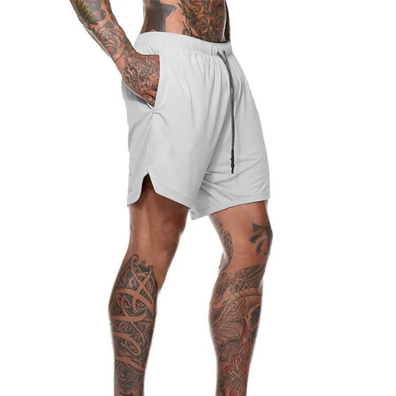 Новое поступление, модные популярные двухслойные Мужские дышащие быстросохнущие шорты для фитнеса и бодибилдинга, мужские повседневные шорты для бега