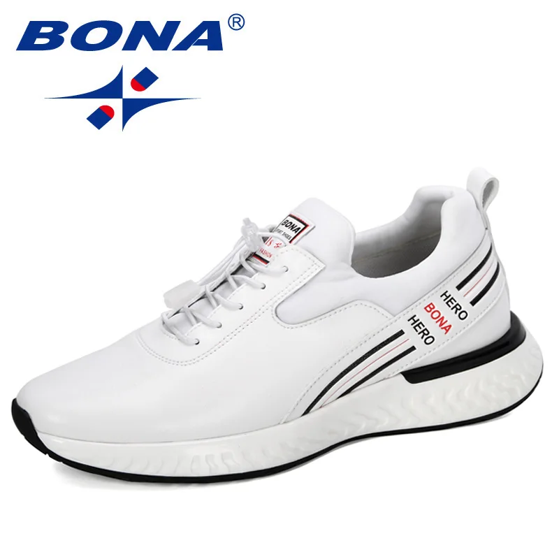 White BONA/ новые дизайнерские мужские кроссовки; Уличная Повседневная обувь; Мужская Удобная дышащая модная обувь; сетчатые кеды; tenis feminino - Цвет: White