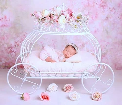Accessoires de photographie pour nouveau nés, pour bébés, carrosse en fer, citrouille, Cendrillon 