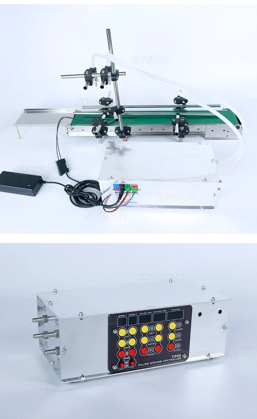 ZONESUN ZS-DPYT200 5-500ml 2 Nozzles Diaphragm Pump Liquid Filling Machine