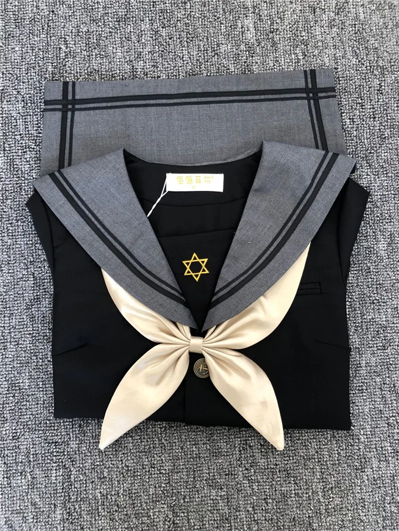 Black School Dresses Jk Uniforms Sailor Suit Anime Japanese School Uniform For Girls High School Students Pleated Skirt With Bow