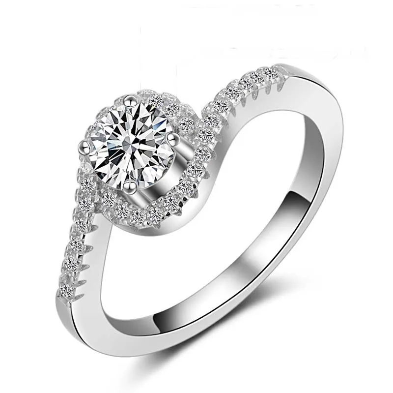 

925 Silver Color Jewelry VVS1 Diamond Ring for Women 1 Carat Gemstone Anillos Wedding Topaz Bizuteria Silver 925 Jewelry Rings