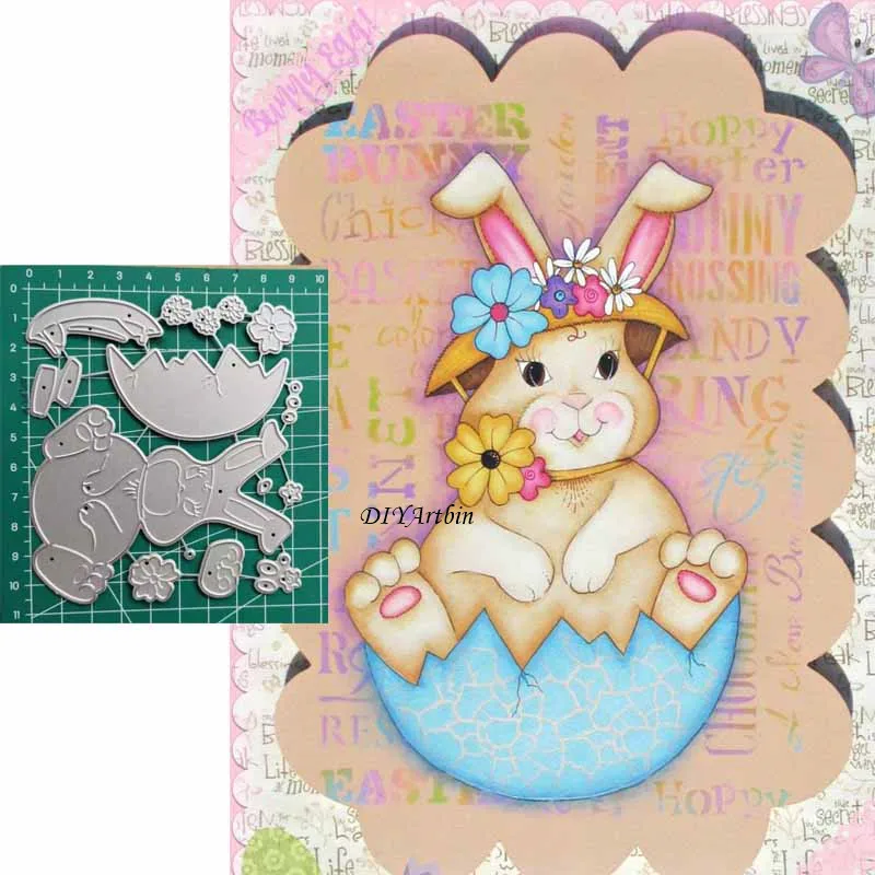 Металлические высекальные штампы Spring Bunny для скрапбукинга пасхальных высекальных открыток на день