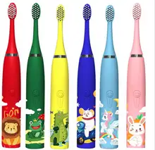 

Children Electric Toothbrush Cartoon Pattern Sonic Cleaning IPX7 Waterproof Replacement Brush Heads USB Charger Smart Timer