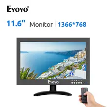 Eyoyo EM12X 12 дюймов HDMI 1366x768 IPS Display металлический корпус светодиодный экран дистанционное управление, разъем HDMI/VGA/AV/bnc-вход для ПК CCTV монитор