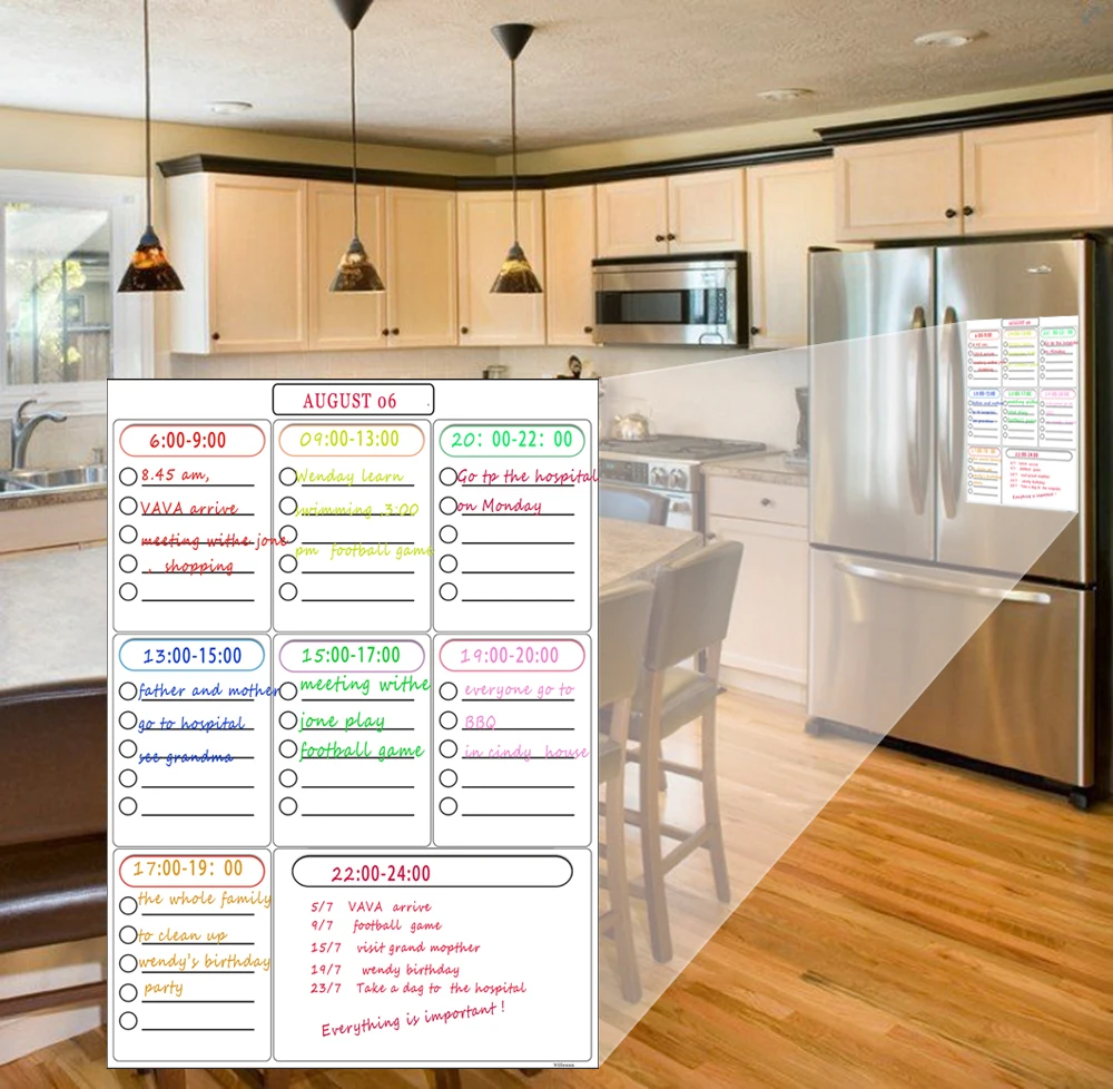 apagar seco, calendário, planejador de refeições família, Memo Board, lista de compras