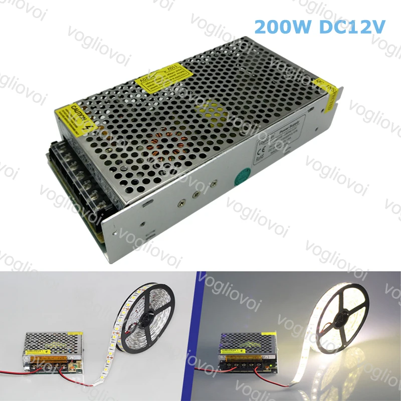 Vogliovoi Трансформаторы освещения 110V 220V к DC 12V 16.5A CCTV Блок питания светодиодной ленты