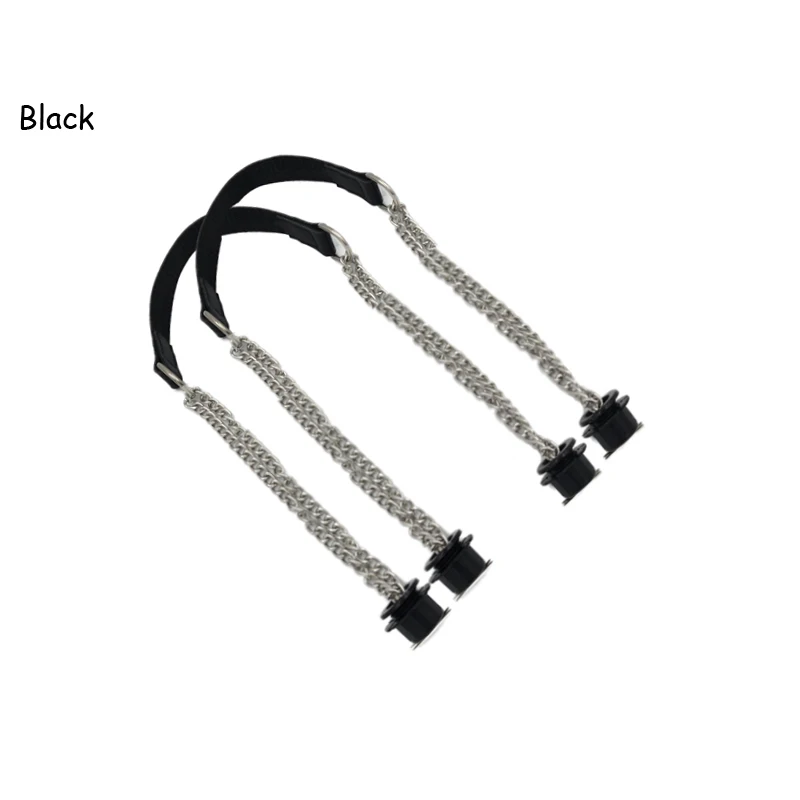 1 Pair Superfiber Leather Flat Handles  Handle Double Metal Chain for O Bag for EVA Obag Women Bag accessories 