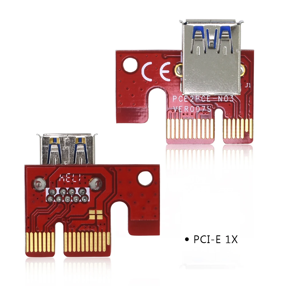 TISHRIC Riser Card VER007S PCI-E PCI Express 1x to 16x Extender Adapter 15Pin SATA to USB 3.0 Cable Power Mining Miner
