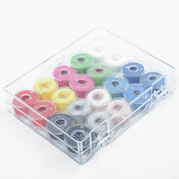 

20 Color Sewing Machine Bobbins Spool Plastic With Polyester Sewing Thread Storage Box Bobbins With Sewing Thread