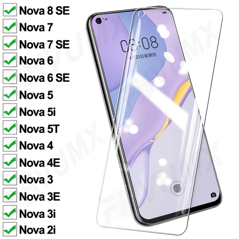 Protector de pantalla de cristal templado 100D para móvil, película protectora de vidrio templado para Huawei Nova 4, 4E, 3, 3E, 3i, 2i, Nova5, 5i, 5T, nova 6, 7, 8 SE