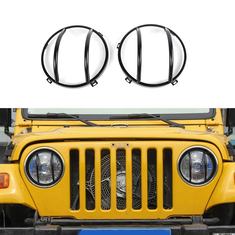 

Headlight Covers Front Guards Headlamp Protectors Replacement for Jeep Wrangler TJ 1997-2006 Black