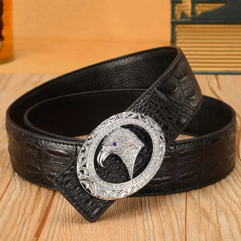 style2 black Дизайнерские Роскошные модные винтажные мужские брендовые гладкие ремни с пряжкой из воловьей кожи для мужчин - Цвет: style2 black