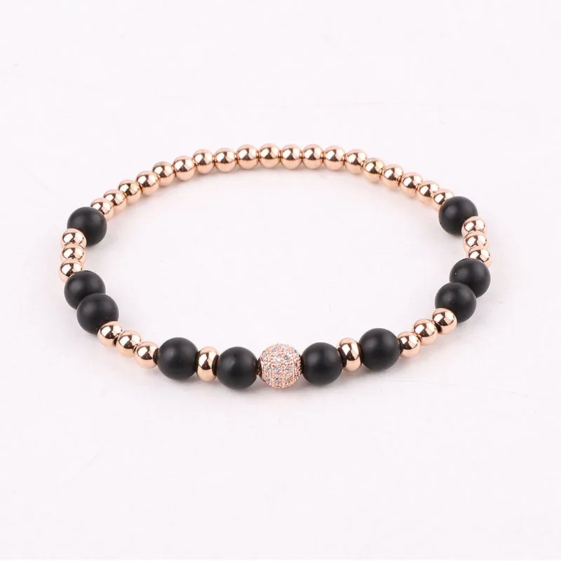 New Fashion Stainless Steel Beads CZ Pave Ball Charm Elastic Beads Bracelet For Women Jewelry Gift - Image 3