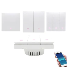 Lonsonho tuya wi fi ue interruptor inteligente 220v com/nenhum botão de pressão neutro interruptores luz multi associação contro