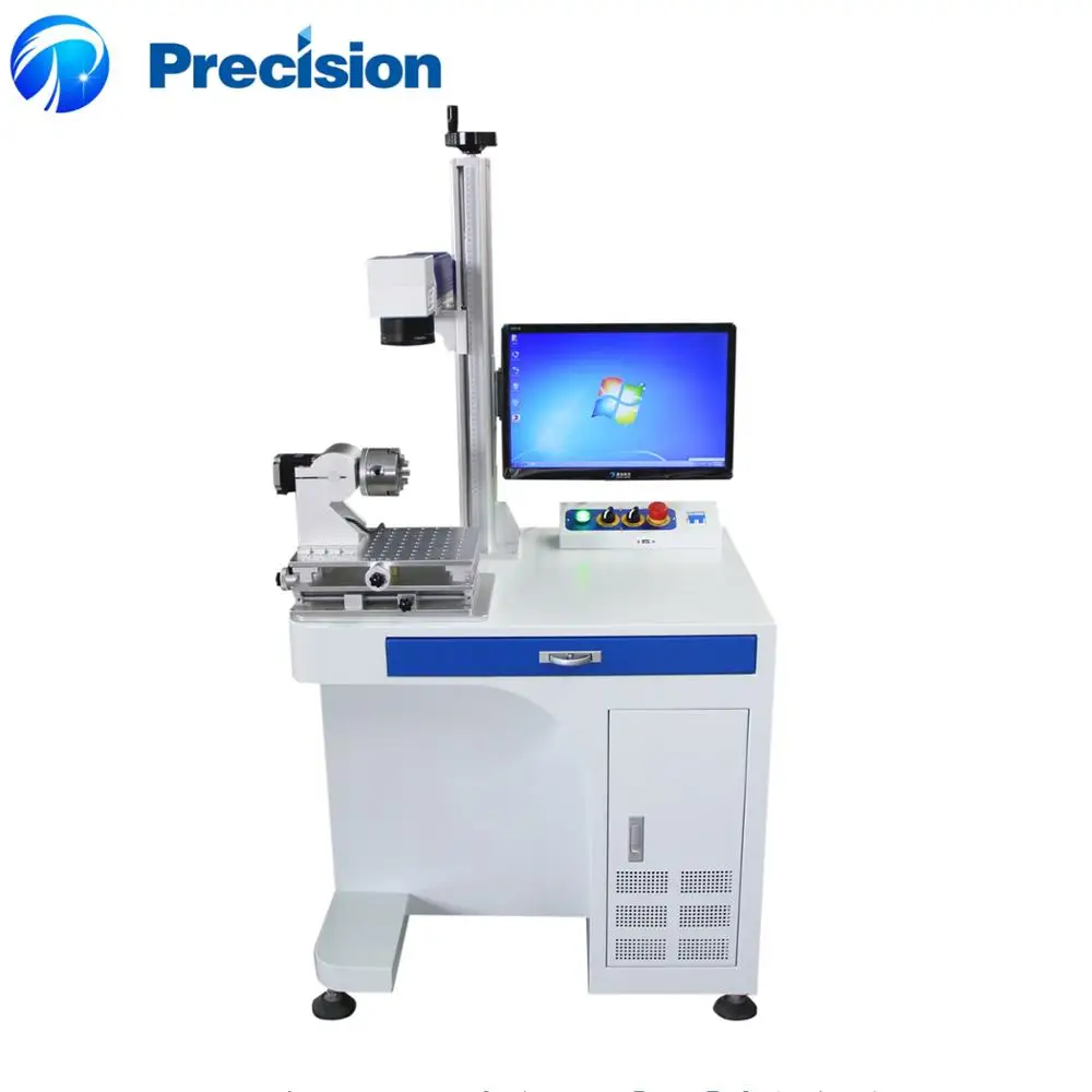 

High precision 30w 50w fiber laser marking machines with rotary for namecard metal tag