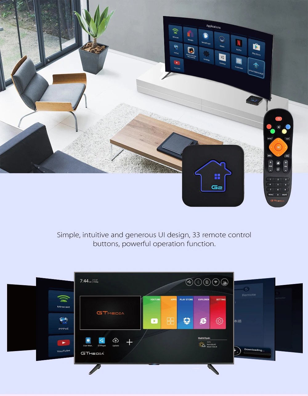 Smart tv BOX GTMEDIA G2 Android 7,1 четырехъядерный 2,4G& 5G wifi 4K HD BT OTA медиа Google Play IP tv Netflix PK H96 Android tv Box