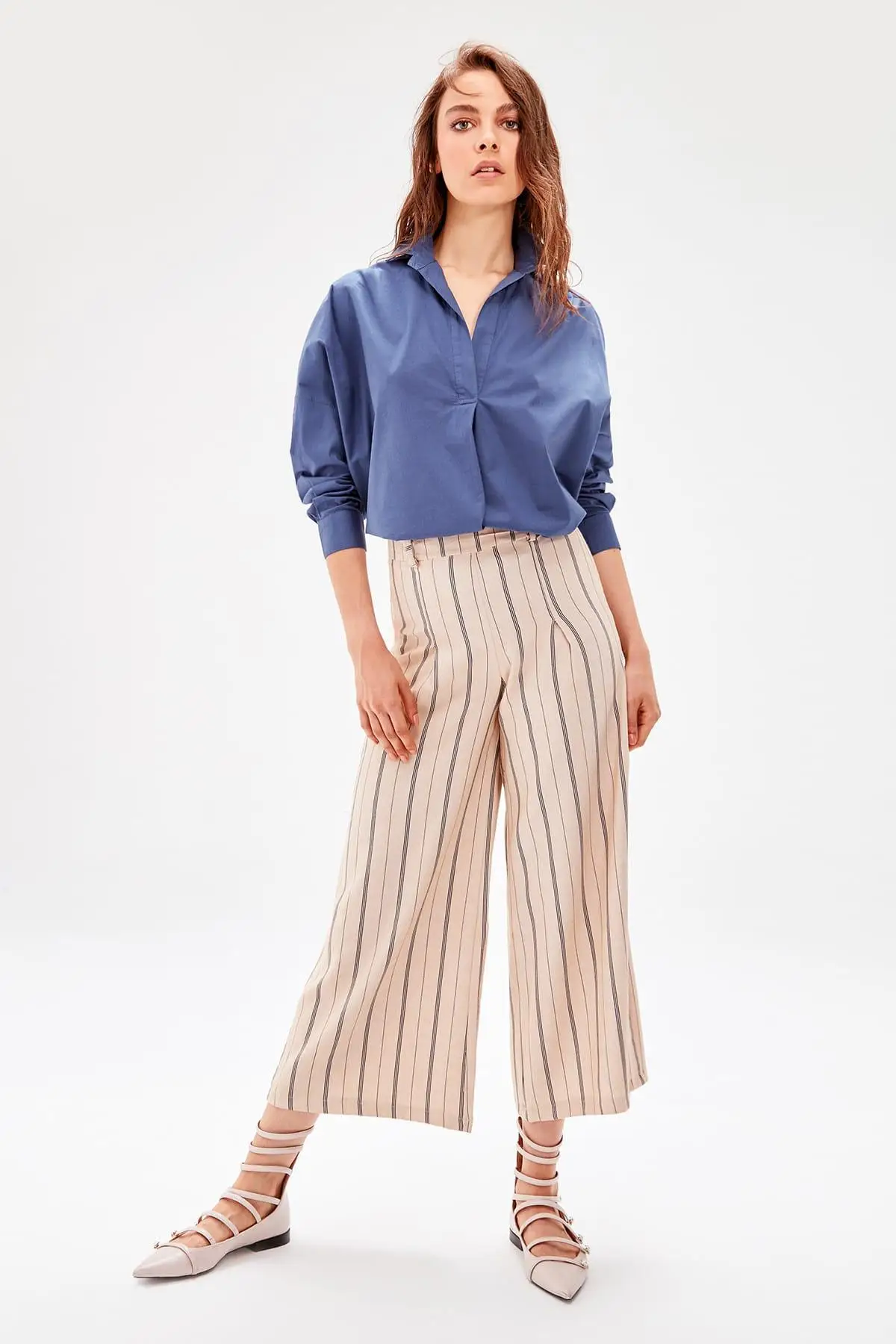 Trendyol Cream Striped Pants TWOAW20PL0089 | Женская одежда