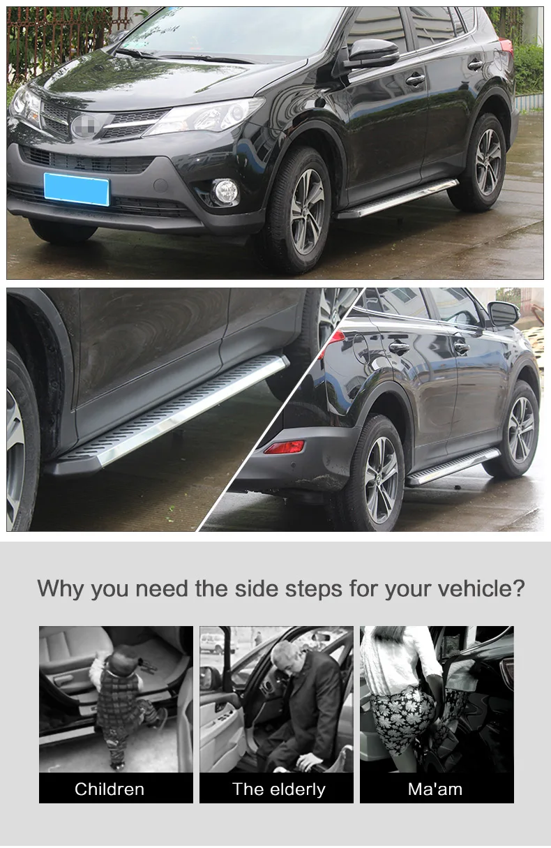 Боковой шаг Беговая доска боковой бар для TOYOTA RAV4 до C-HR HIGHLANDER TUNDRA CREW CAB, высокое качество, сверхмощный