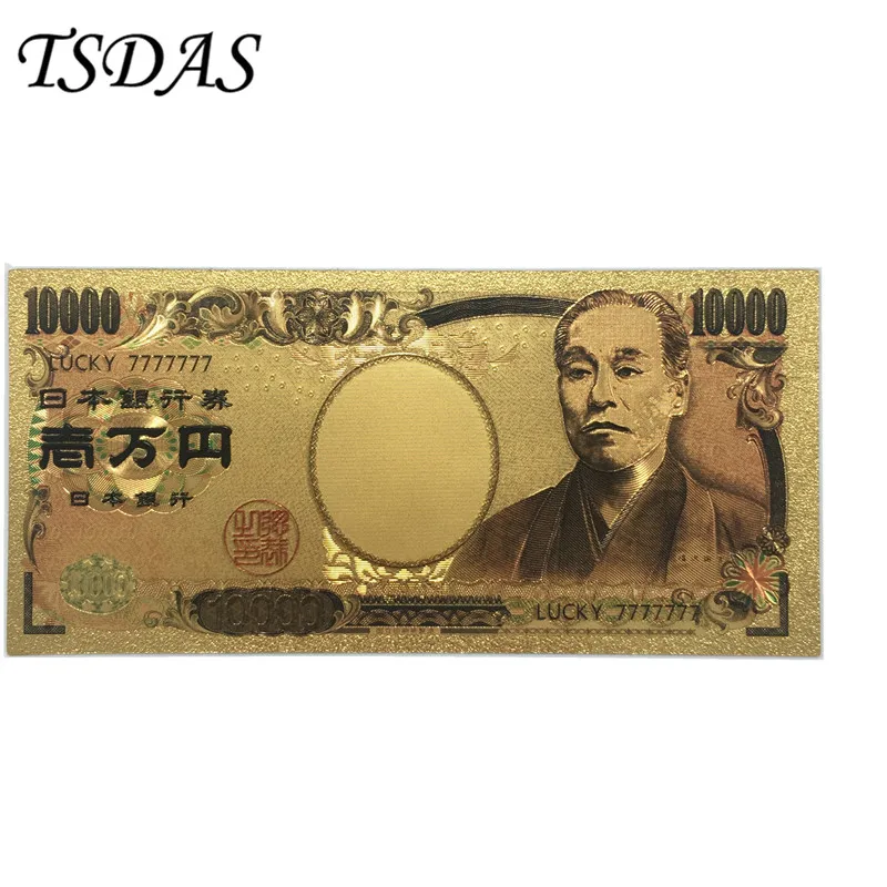 100/лот Япония 24 к золотые банкноты фольга банкноты 10000 Йен счастливый 7777777 мир красочный сувенир банкноты