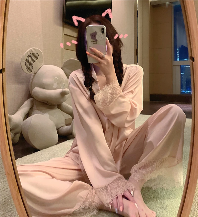 Прямые продажи Кружевная Пижама 2020 новая одноцветная комфортная Домашняя одежда