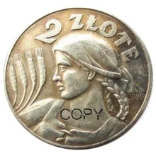 Польша 2 Zlote 1925 Посеребренная Имитация монеты
