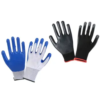 

12 Pairs Breathable Knit Safety Work Gloves Textured Rubber Latex Coated for Construction Non-Slip Wear-Resistant Cover