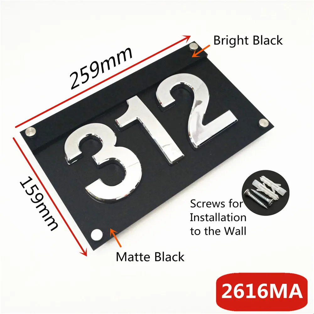 

3 Digits ABS Plastic Door Number Acrylic Plaque for Home Gates Hotel Room Personalized House Number Stickers Door Number Plate