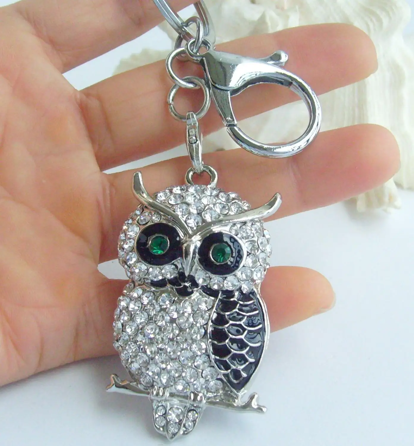 

Charming Bird Owl Key Chain Clear Rhinestone Crystals KPY03502C4