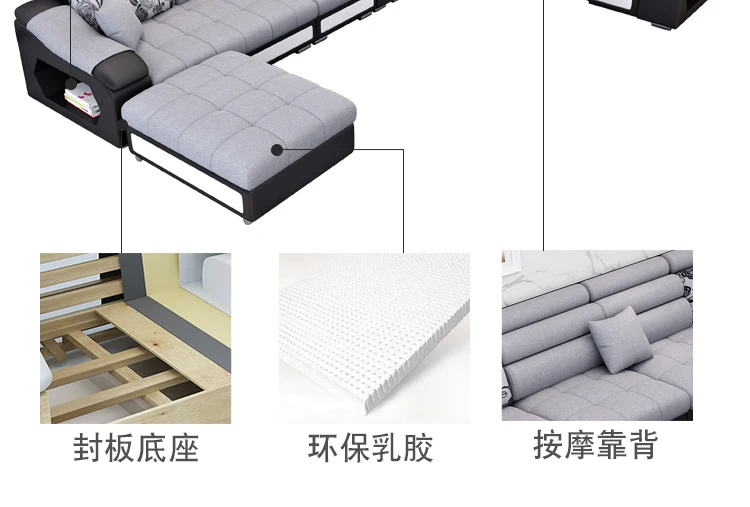 7 сидений льняной гостиной диван набор мебель для дома современный дизайн каркас мягкая губка U форма мебель для дома