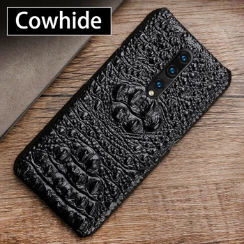 

Genuine leather Phone Case For Oneplus 8 Pro 7 7T Pro 6 6T Case For 3 3T 5 5T Cowhide Crocodile Head texture Back cover