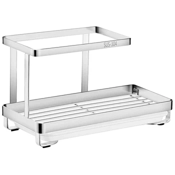 

HOT Kitchen Sink Caddy, Sponge Holder, Sink Towel Rack, Sink Organizer, Brush Soap Holder, Stainless Steel Sink Caddy with Remov