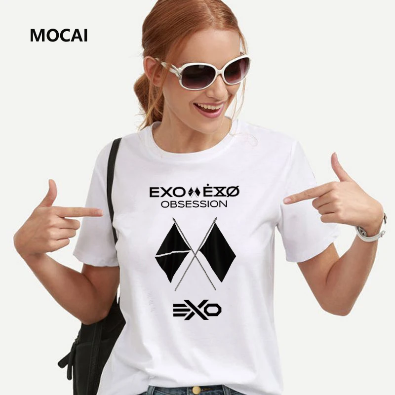 

Harajuku Kpop exo planet 5 exploration concert same earth printing t shirt summer style short Couples loose sleeve t-shirt Tops