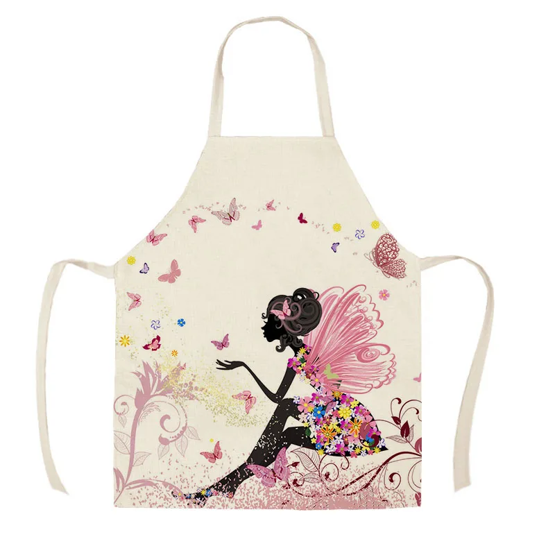Home Cleaning Tools Cooking Apron Cartoon Butterfly Flower Girl Printed Cotton Linen Women Sleeveless Kitchen Aprons WQI849 Home Cleaning Tools Cooking Apron Cartoon Butterfly Flower Girl Printed Cotton Linen Women Sleeveless Kitchen Aprons WQI849