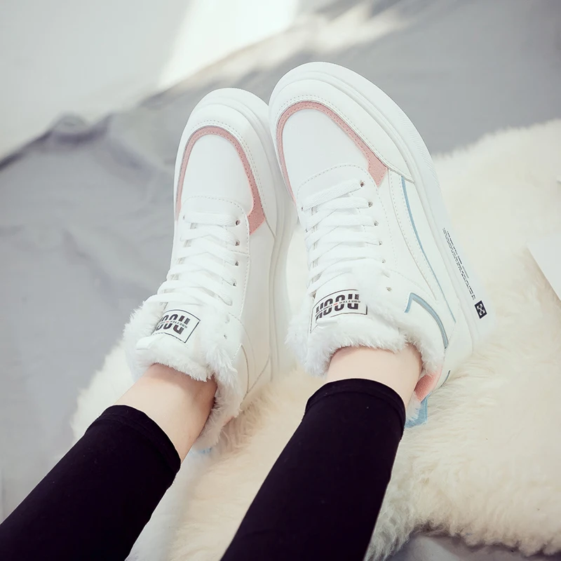 SKRENEDS/зимние высокие кроссовки; бархатная хлопковая обувь; Белая обувь в Корейском стиле; повседневная обувь в старом стиле; женская обувь