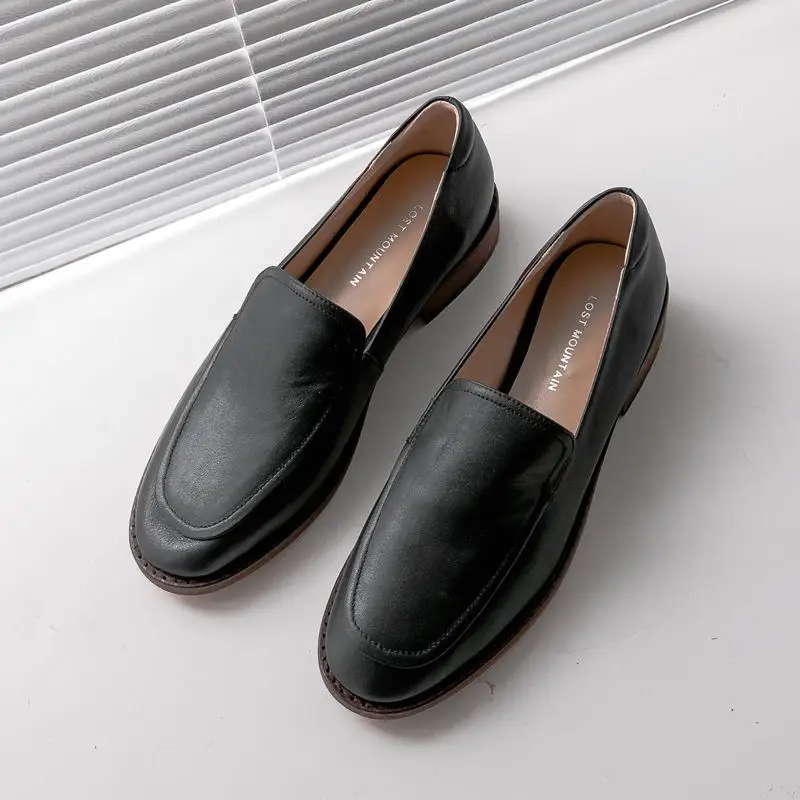 ALLBITEFO high quality genuine leather thick heel women shoes women high heel shoes autumn office ladies shoes women heels