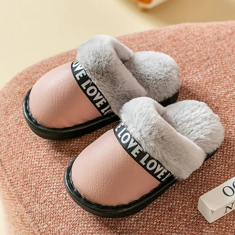 

Children Indoor Fur Slippers Size 20-44 Parent/child Mules Top Quality Winter Warm Home Slipper with Plush