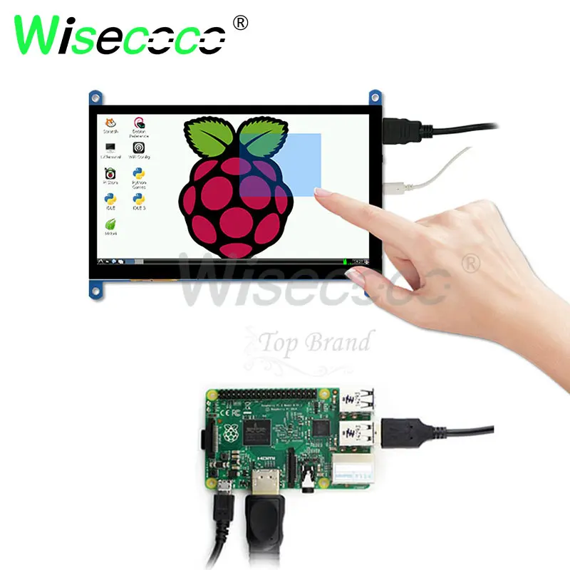 Raspberry pi сенсорный монитор 7 дюймов 1024x600 ips дисплей с hdmi драйвер платы с 5 точечным сенсорным экраном