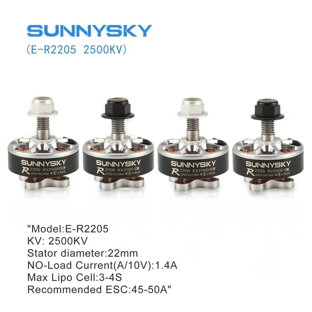 Titanium SUNNYSKY E-R2205 3-4S 2500KV CW/CCW бесщеточный двигатель для радиоуправляемого дрона FPV гоночный Квадрокоптер планер самолет - Цвет: Titanium