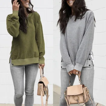 

Hoodies Sweatshirt Women Solid Color Hooded Tops Loose Sportshirt Long-sleeved Blouse Autumn Winter Coat for Girl