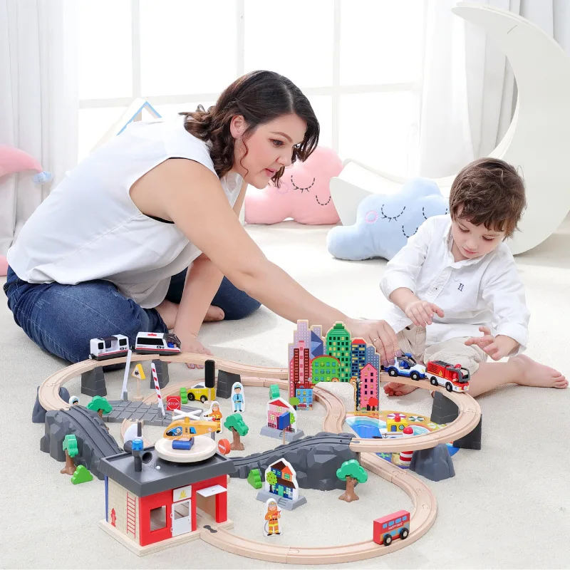

80-Piece South Korea Camera Track Educational Toy Building Blocks Early Childhood ENLIGHTEN Daily Life Educational Wooden Assemb