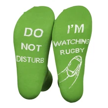 Women Men Comfy Socks Fashion Mid Calf Elastic Soft Novelty Letter Printed Daily Wear Do Not Disturb I'm Watching Rugby Gift