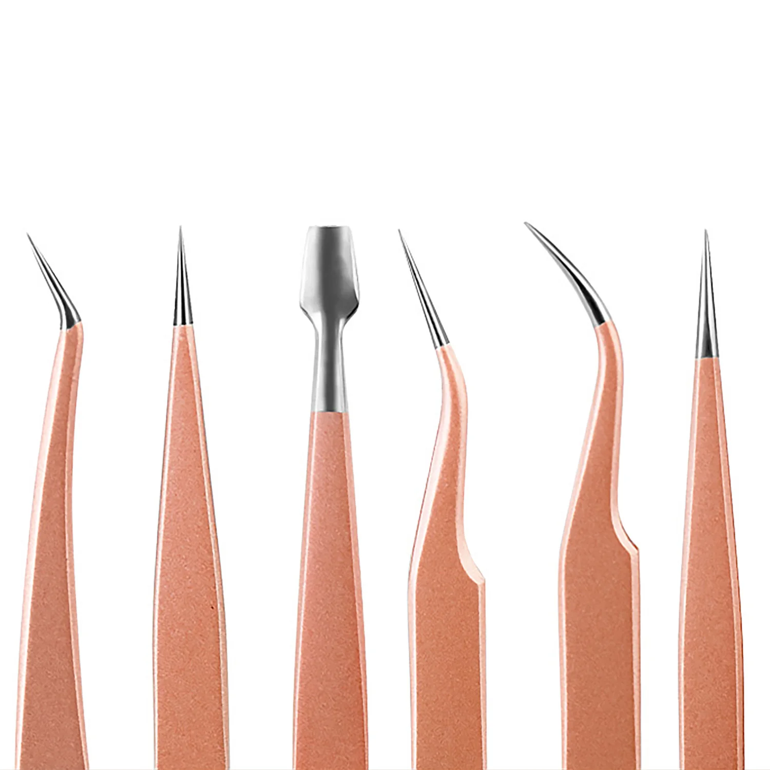6 шт. набор пинцетов для наращивания ресниц из нержавеющей стали прямой изогнутый наклоненный кончик ресниц инструменты с футляром для хранения