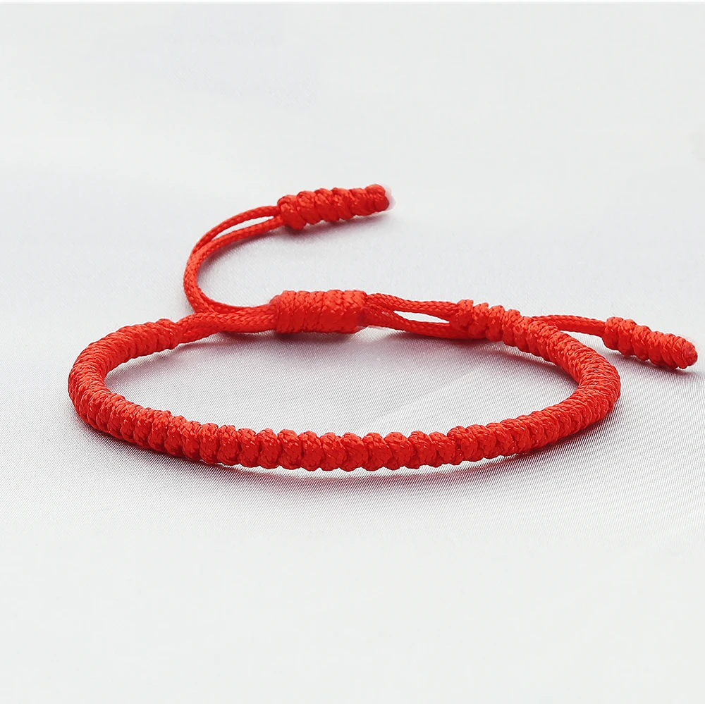 Lucky Red Nylon Thread Bracelet Tibetan Buddhist Handwoven Braided Rope