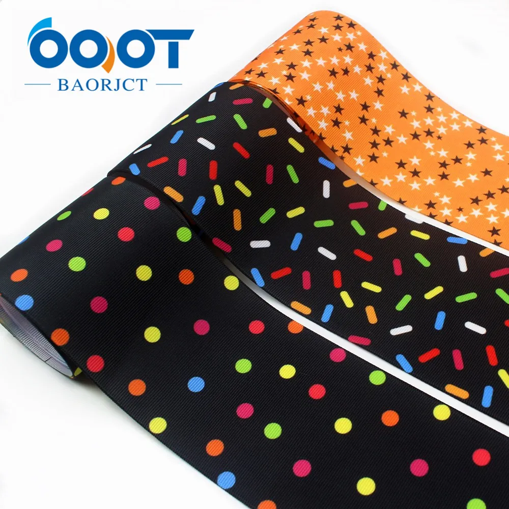 

OOOT BAORJCT I-19912-2169,75mm 10yards Geometric series printing grosgrain Ribbons,tape crafts,bow cap DIY accessories