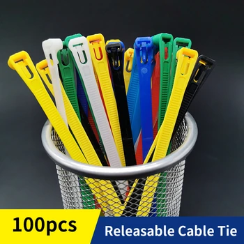

100pcs8X150mmReleasable nylon cable ties may loose slipknot tie reusable packaging Plastic Zip Tie wrap Strap