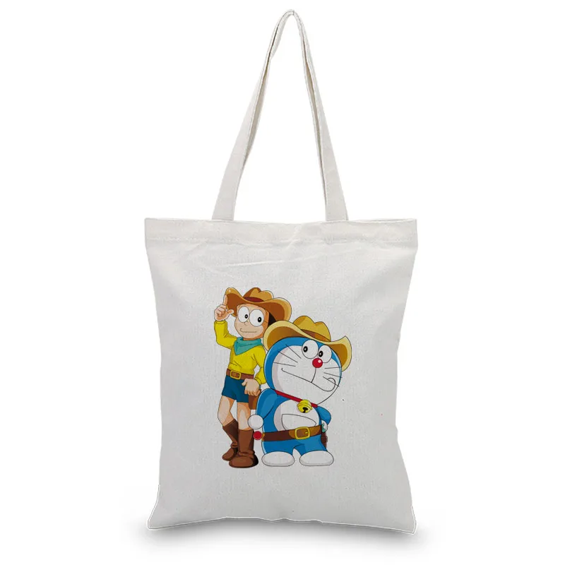 Comic Doraemon Холщовая Сумка текст DIY сумка складная хозяйственная сумка печать индивидуальный логотип для печати ежедневное использование многоразовые сумки